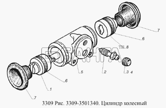 ГАЗ ГАЗ-3309 (Евро 2) Схема Цилиндр колесный-213 banga.ua